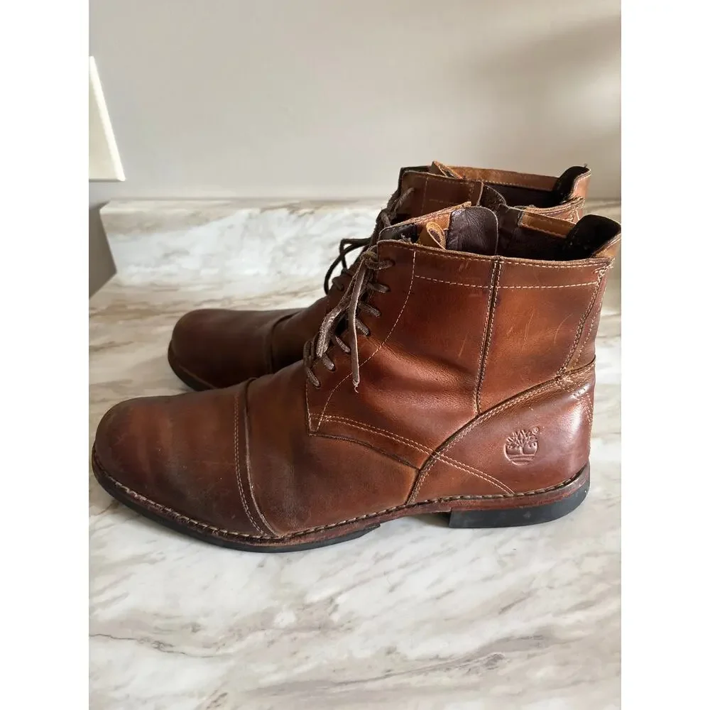 Timberland Earthkeepers City Chukka Boots Mens 11 M Brown Leather Side Zip Cap